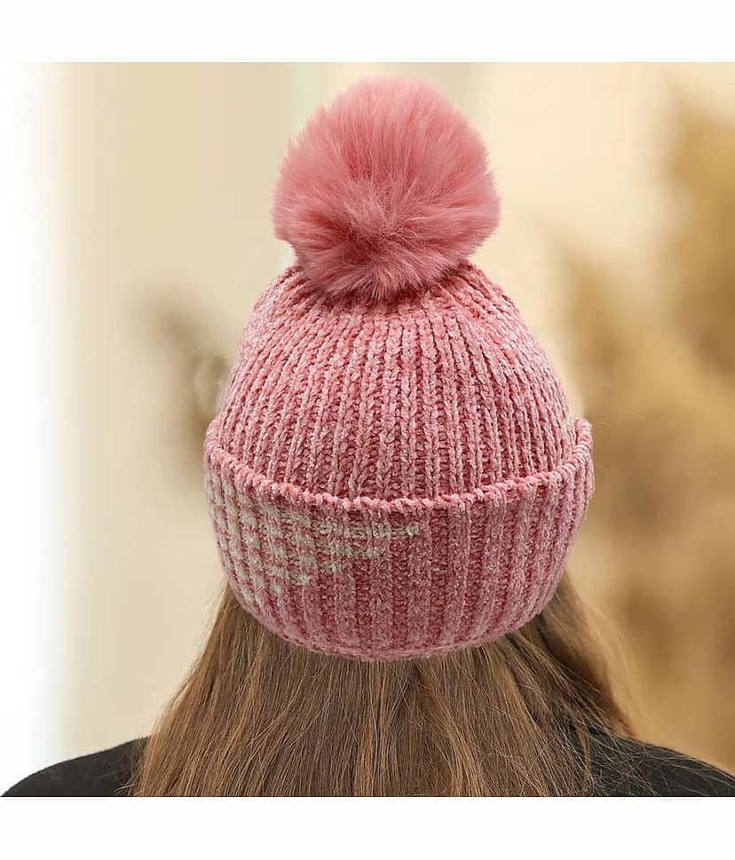 Babji Pink Woollen Women's Cap ( Pack of 1 ) view 2