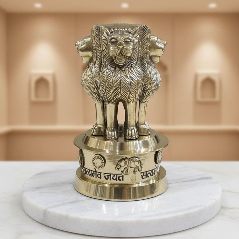 Handcrafted Brass Ashok Lath Showpiece | Temple & Home Decoration, Height : 10 Inch (FMAS670 I)