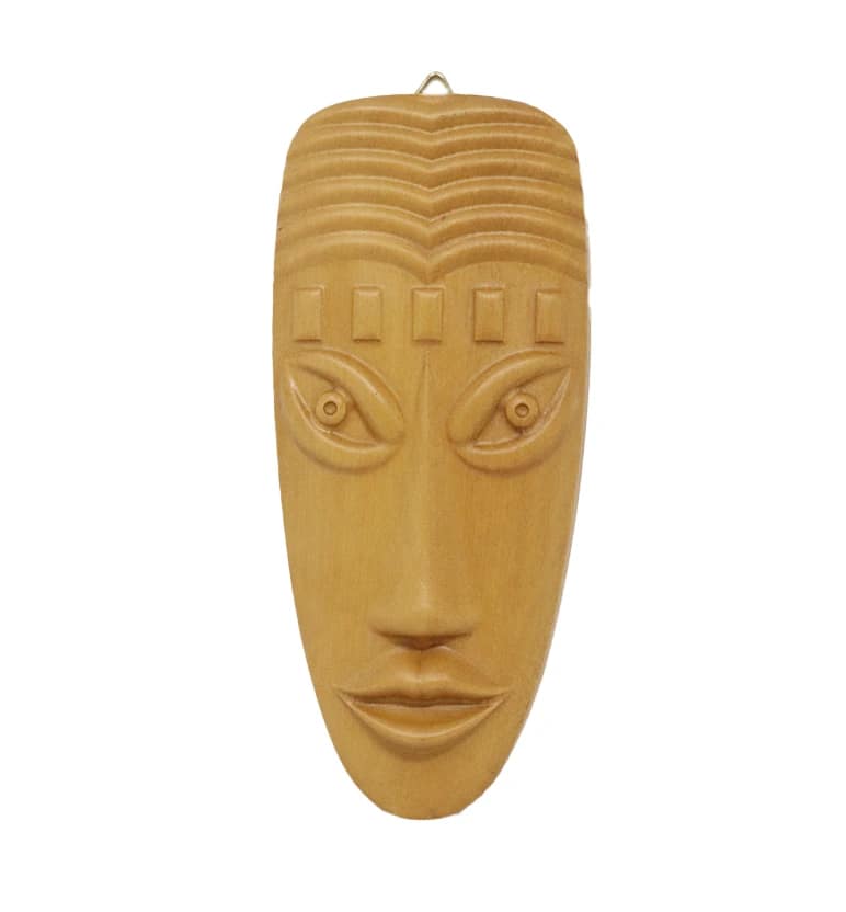 Hand-Carved Solid Teak Wood Tribal Face Mask Wall Hanging (Small Size) view 2