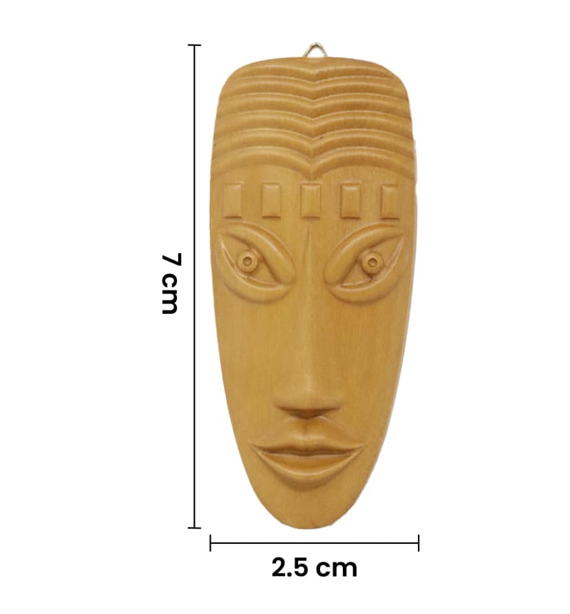 Hand-Carved Solid Teak Wood Tribal Face Mask Wall Hanging (Small Size) view 5