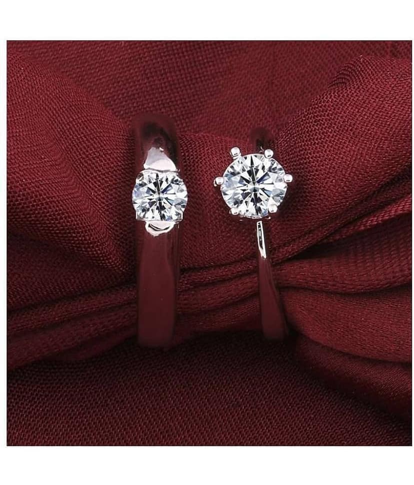 SILVERSHINE Silverplated Elegant LOVE Solitaire His and Her Adjustable proposal Diamond couple ring For Men And Women Jewellery