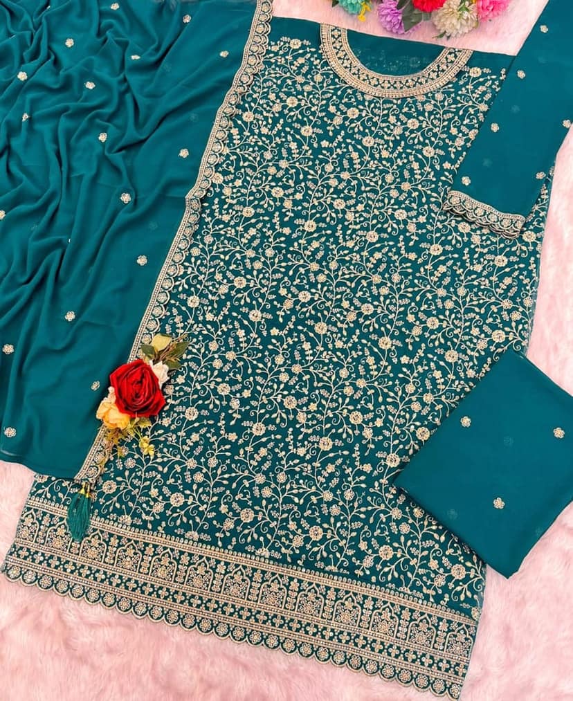 Designer Red Georgette Sharara Suit for Women view 3