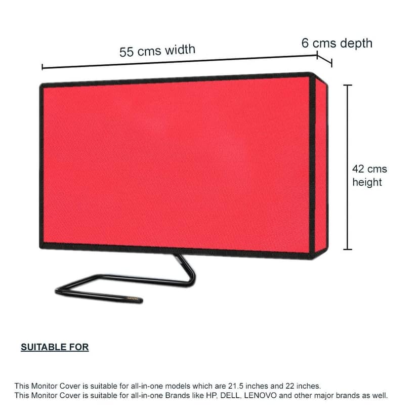 PalaP Super Premium Dust Proof Monitor Cover for HP All in ONE Desktop 22 inches (RED) view 3