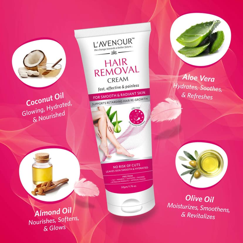 L'avenour Hair Removal Cream For Women | Suitable for Arms, Underarms, Legs & Bikini Line - 50gm view 2