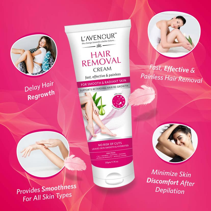 L'avenour Hair Removal Cream For Women | Suitable for Arms, Underarms, Legs & Bikini Line - 50gm view 4