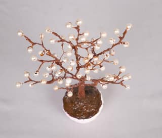 Bonsai Tree of Life Wire Sculpture With Faux Pearls
