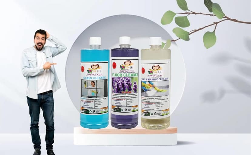 Home Care Combo Glass Cleaner, Floor Cleaner Lavender & Tiles & Marble Cleaner (1 Litre) (Pack of 3)