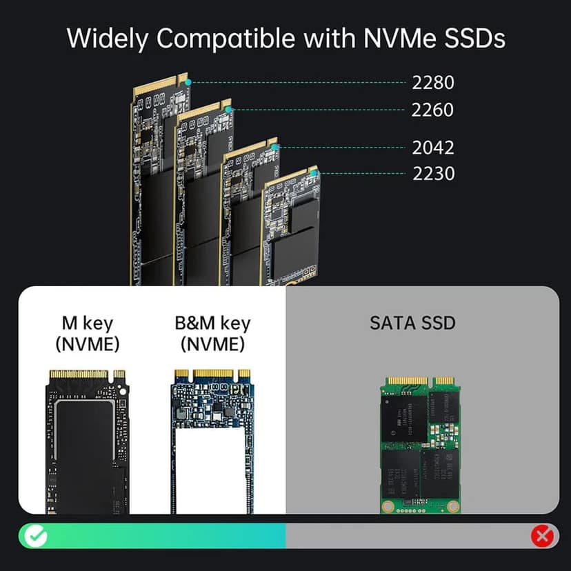 ACASIS M.2 NVMe SSD Cloner, Dual-Bay Offline Duplicator with Cooling Fan, USB C to M.2 Cloner, Enclosure for NVMe M.2 PCIe Size 2230/2242/ 2260/2280 view 8