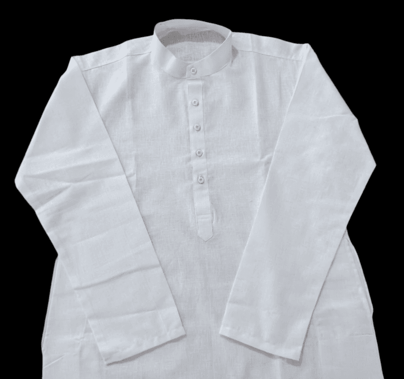 White Linen Kurta for Men view 2