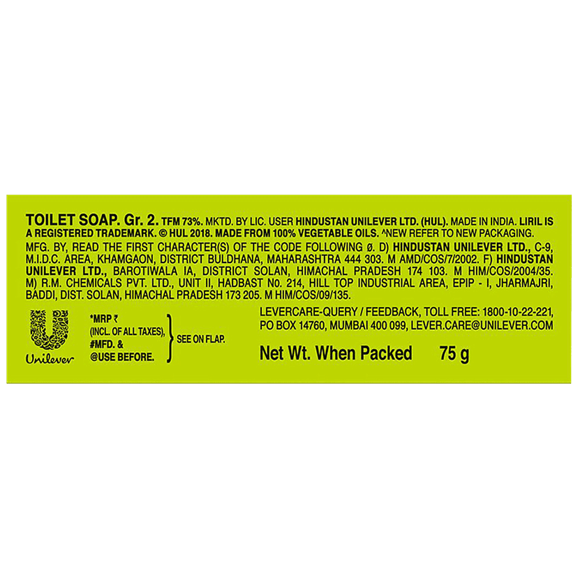 Liril Lemon & Tea Tree Oil Soap, Made From 100% Vegetable Oils, 75 G Carton view 2