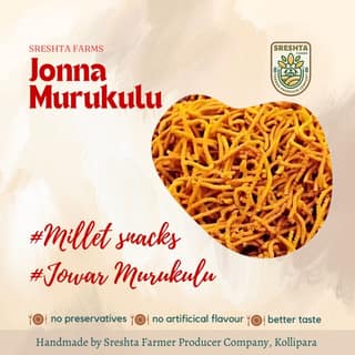 Sreshta Farms Crispy Murukulu Healthy South Indian Snack Jonna (Jawar)