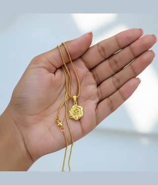Charms Gold Religious Pendant With Chain ( Pack of 1 )