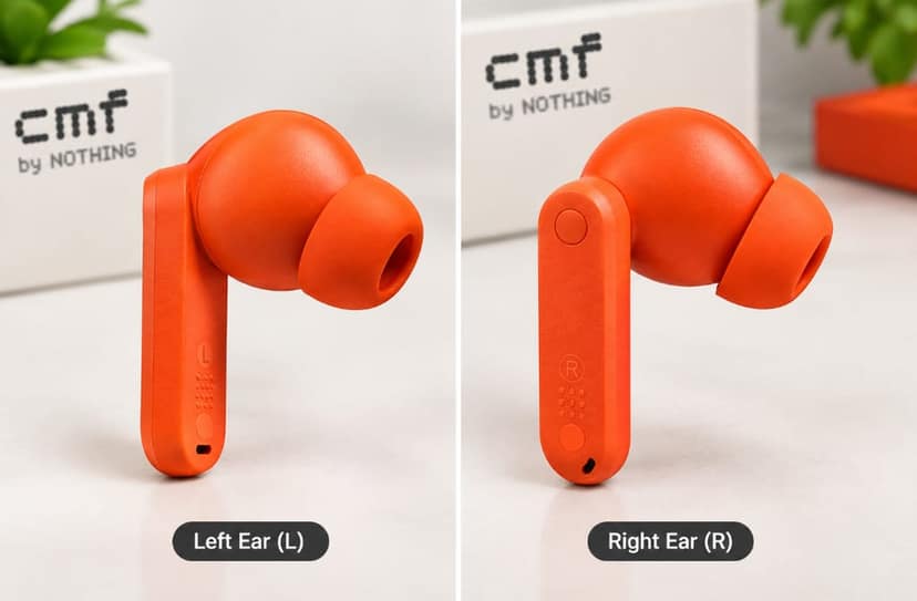 Buds unique disine spinning disine ear buds Bluetooth connect orange view 2