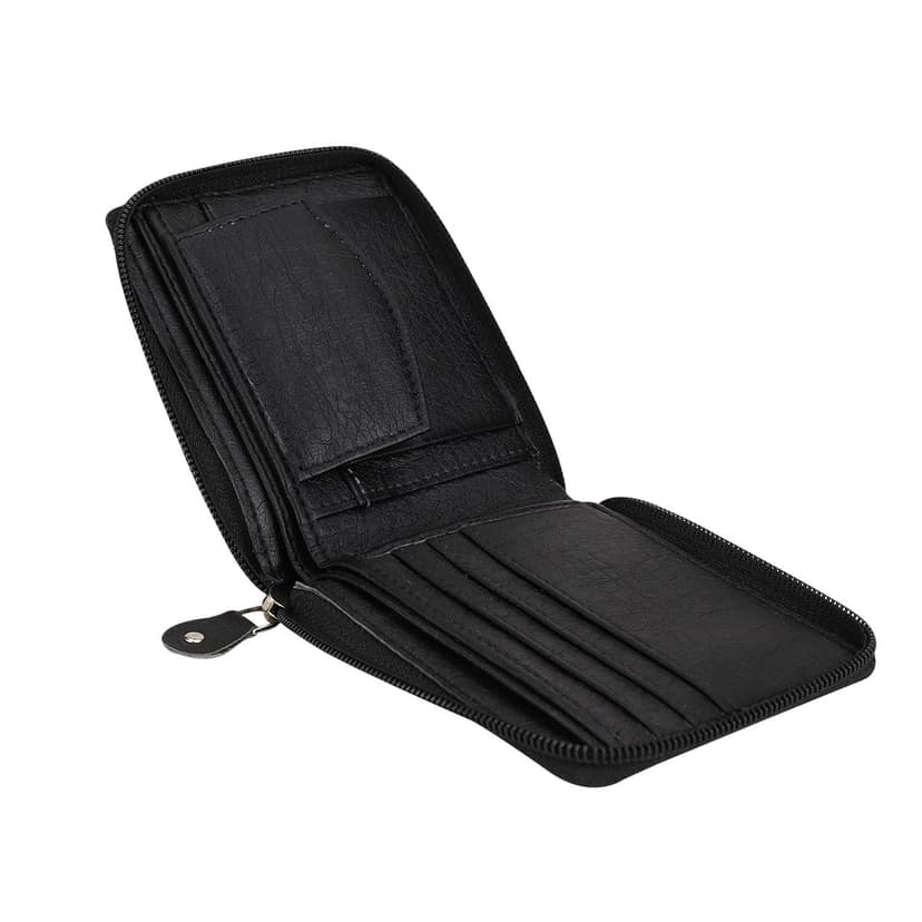 ZOSTER Black Vegan Leather Wallet for Men & Women - Stylish and Sustainable Wallet view 3