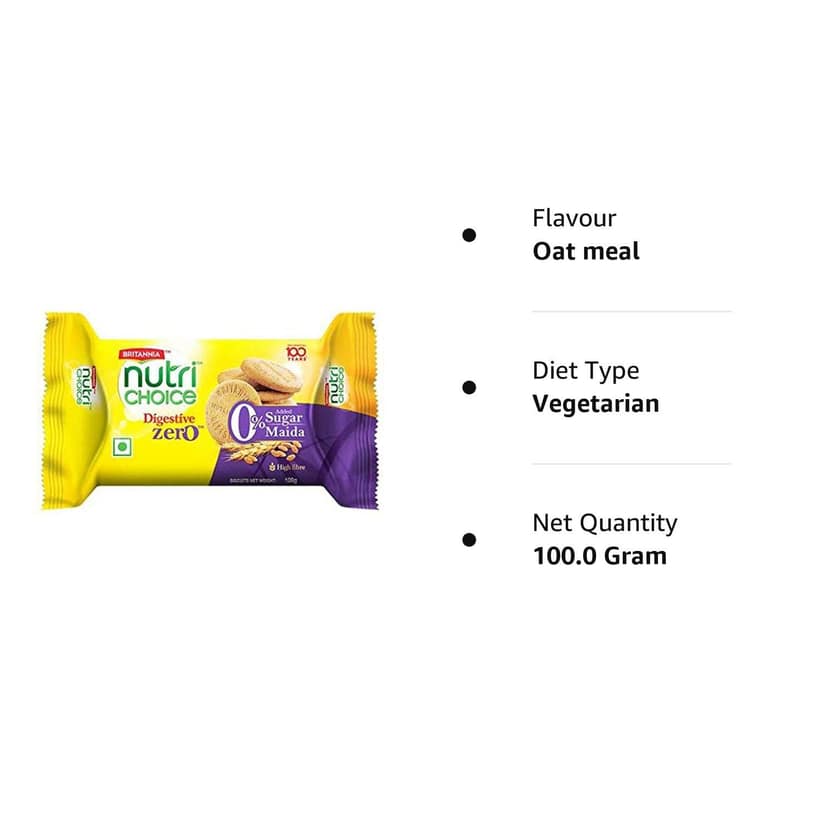 Nutrichoice Britannia Digestive High Fibre Biscuits With Zero Maida & Zero Added Sugar, 100G view 2
