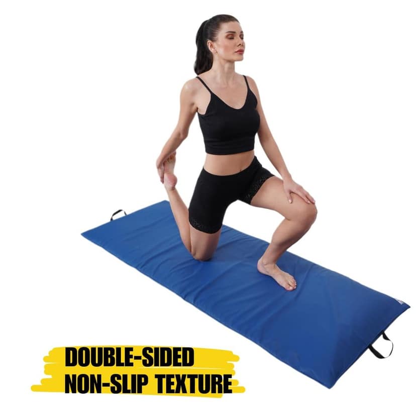 De Jure Fitness Leatherette Yoga Mat, Foldable yoga mat, Professional Yoga Mat for Exercise, Fitness & Meditation with Carrying Strap for Men & Women (12 MM ) view 2