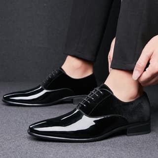 Bxxy's Faux Leather Semi Suede Classic Party Wear Lace-up Shoes for Men