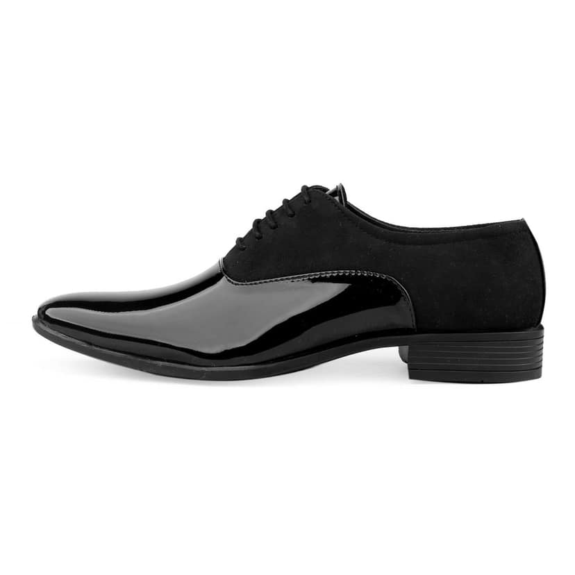 Bxxy's Faux Leather Semi Suede Classic Party Wear Lace-up Shoes for Men view 6