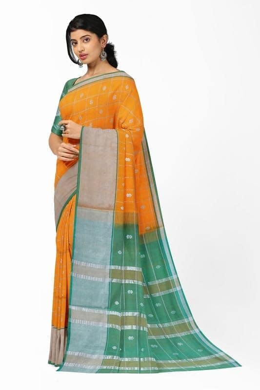 APCO Handloom - Women's Venkatagiri Pure Cotton Handloom Saree, Yellow 12 view 2