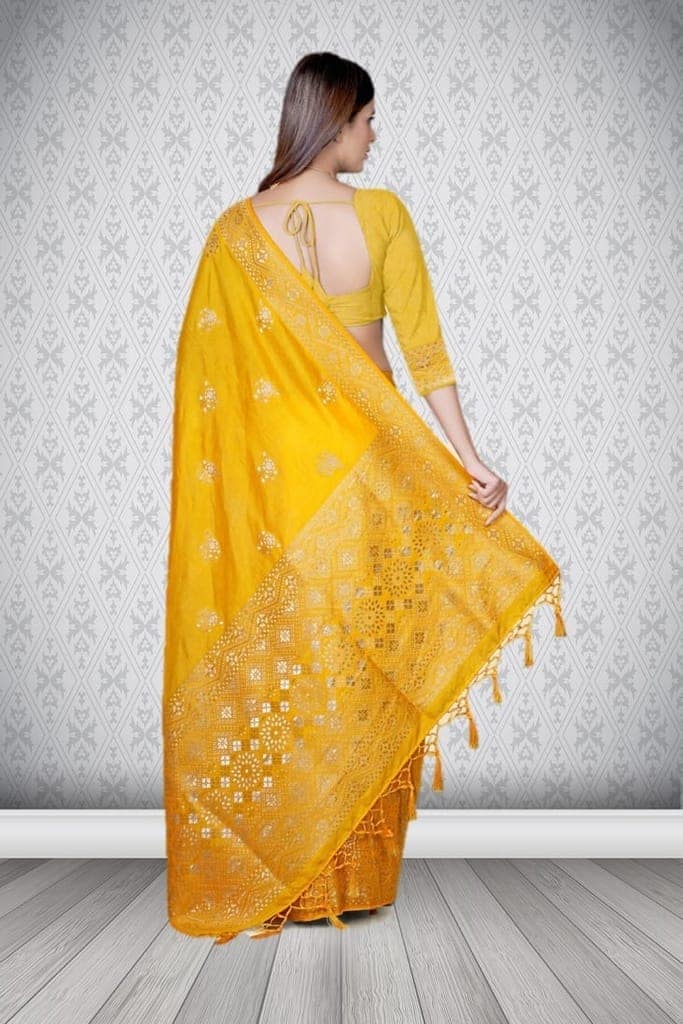 Yellow Dola Silk Saree view 2