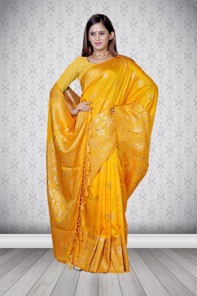 Yellow Dola Silk Saree view 3