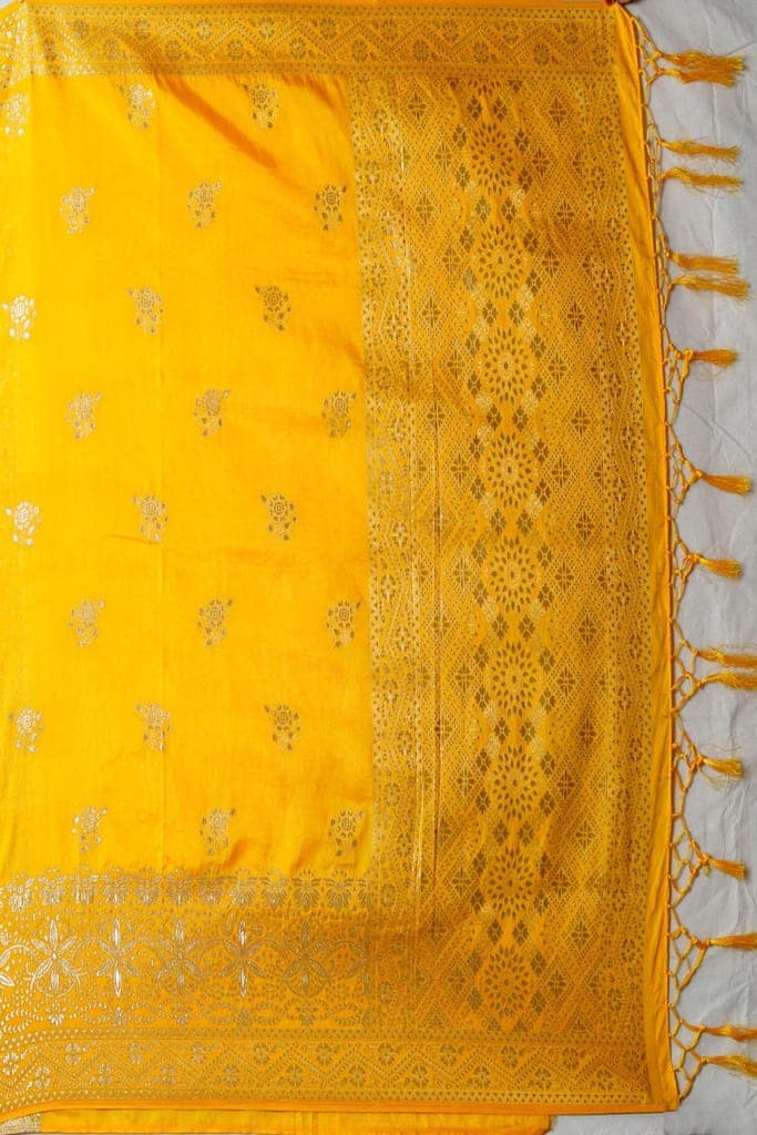 Yellow Dola Silk Saree view 5