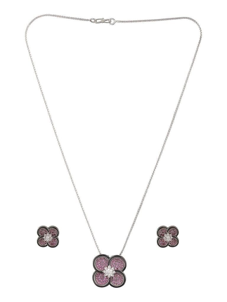 Silver Plated Red AD Studded Floral Designer Locket Jewellery Set view 5