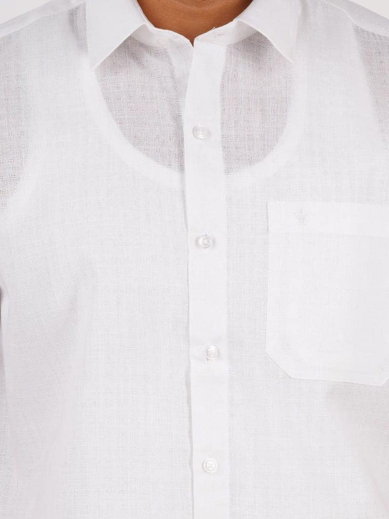 Mens Poly Cotton White Shirt Half Sleeves Celebrity White V3 view 5