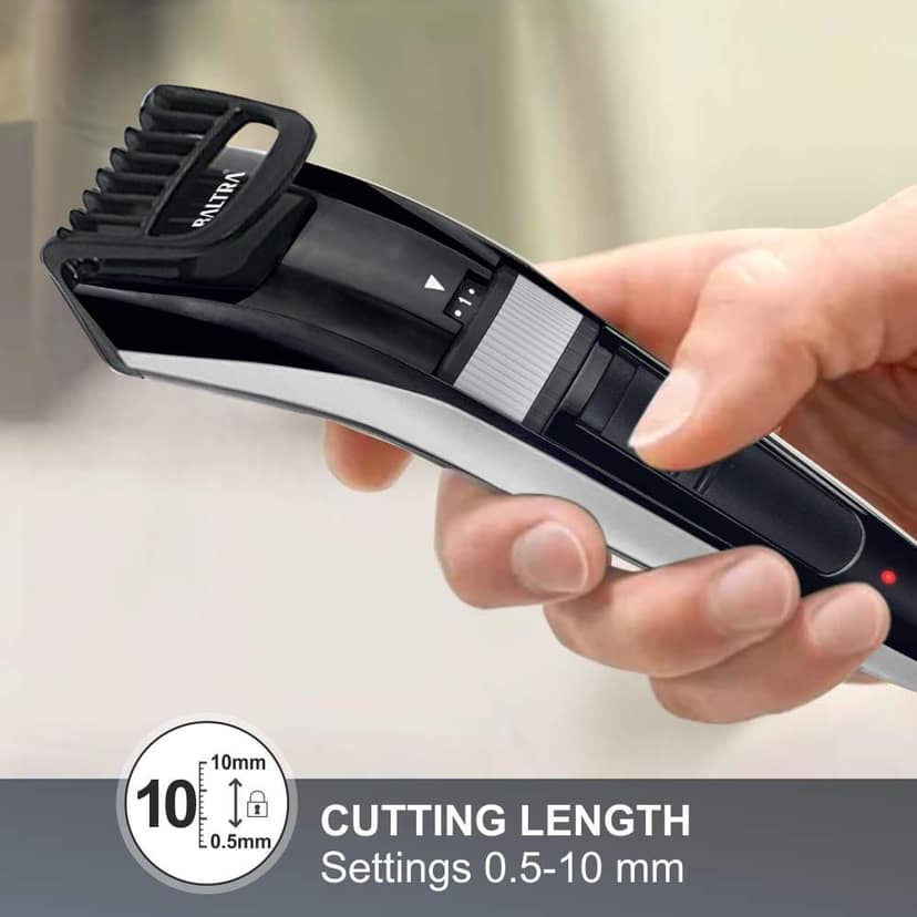 BALTRA Cordless Beard Trimmer with 2 Hours Quick Charge & 45 Min Runtime, Even Trimmimg Technology, 0.5-10mm Cutting Length, Detachable Head fot Easy Cleaning, (Comb+Cleaning Brush) Black view 7