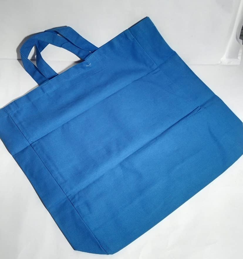 Blue Canvas Tote Bag - 100% Cotton, Reusable Grocery Bag, Eco-Friendly Shopping Bag view 4
