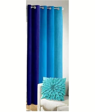 N2C Home Vertical Striped Semi-Transparent Eyelet Curtain 9 ft ( Pack of 1 ) - Blue