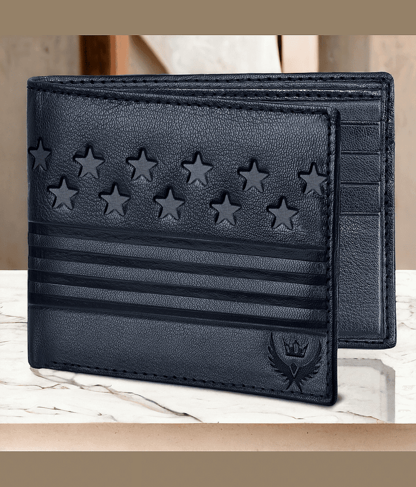 Lorenz Blue 100% Leather Men's RFID Wallet ( Pack of 1 )