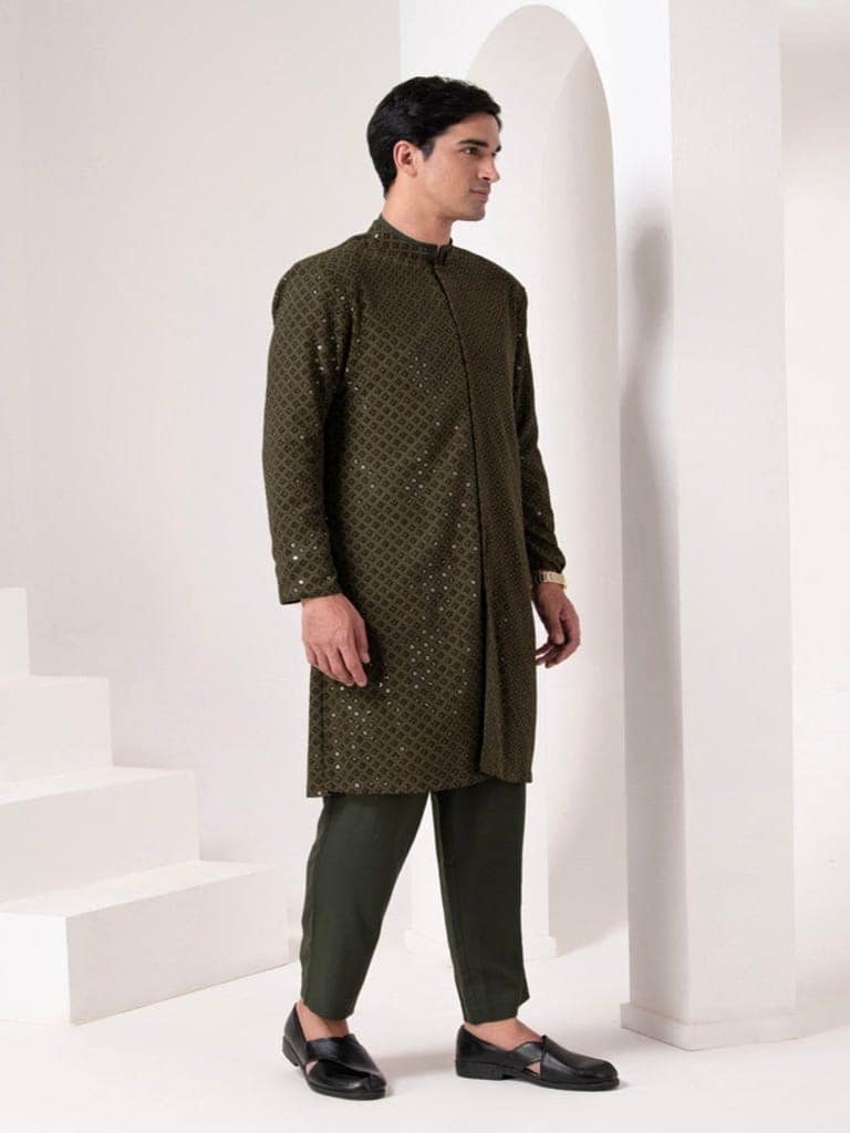 Seq Emb Jacket Kurta 3 Piece Set view 5