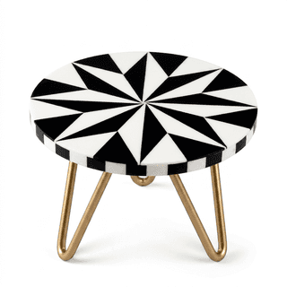 Bone Inlay Star Pattern Cake Stand with Metal Hairpin Legs