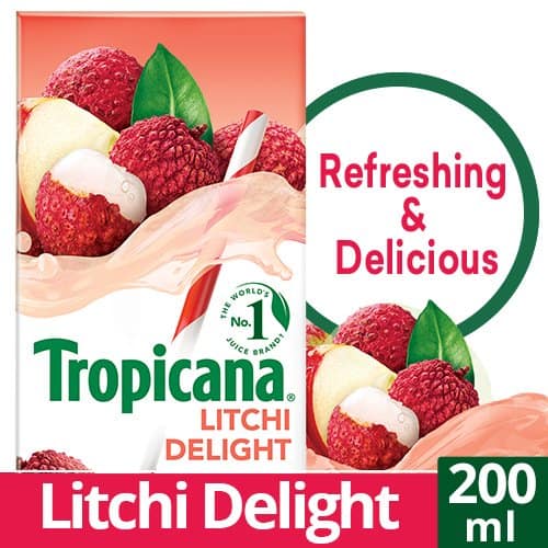 Tropicana Litchi Delight Tetra Fruit Juice, 200Ml view 2