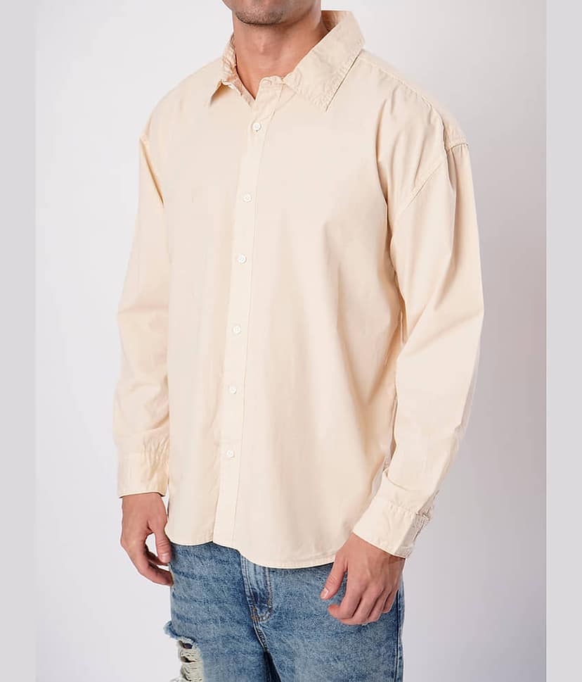 Bene Kleed 100% Cotton Oversized Fit Solids Full Sleeves Men's Casual Shirt - Peach ( Pack of 1 ) view 6