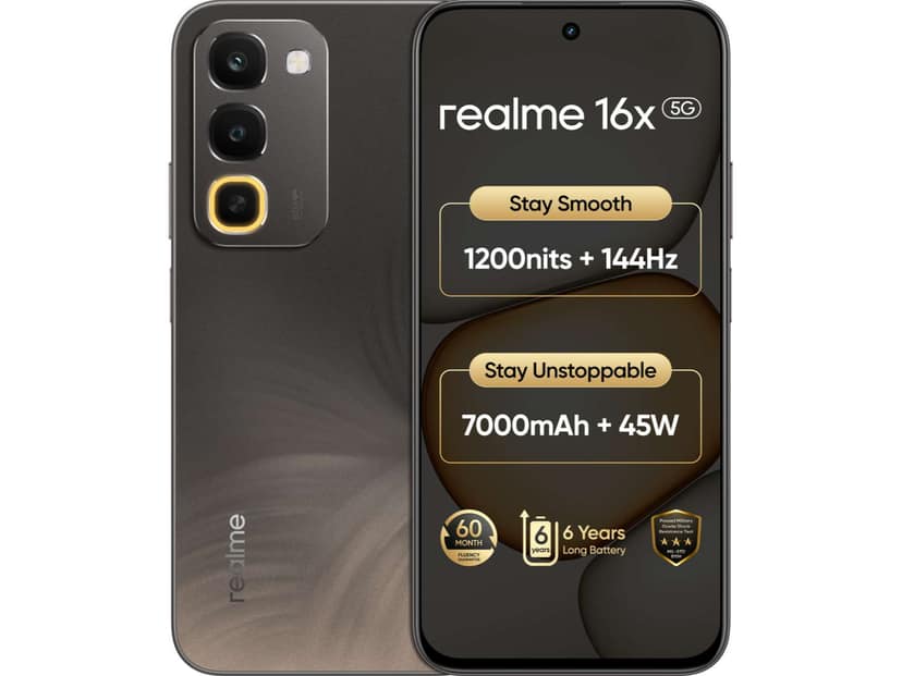 Realme 16x 5G Smartphone, 6GB RAM, 128GB Storage - Endurance Brown