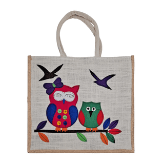 Stylish Eco-Friendly Jute Applique Handwork Bag for Office, College, and Travel - Durable & Waterproof