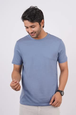 Men's Denim Blue Pima Cotton Crew Neck
