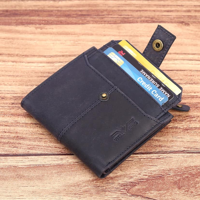 Vital King Men Trendy, Travel Light Blue Genuine Leather Wallet (11 Card Slots) view 4