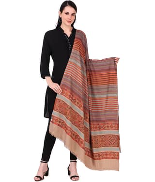 Bravezi Beige Stripes Shawl - Single