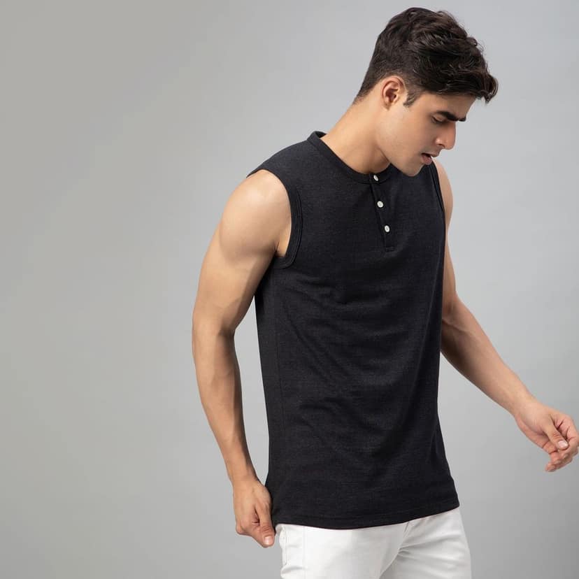 FTX Men Round Neck Cotton Rich Sleeveless Tshirt view 5