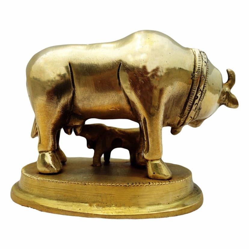 Handcrafted Brass Cow and Calf - Religious Showpiece for Home Decor, Height : 3 Inch (BSMAS391 A) view 2