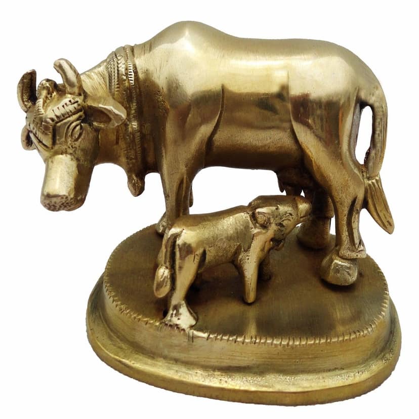 Handcrafted Brass Cow and Calf - Religious Showpiece for Home Decor, Height : 3 Inch (BSMAS391 A) view 3