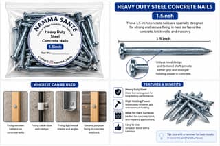 Heavy Duty Steel Concrete Nails 1.5 Inch | 1.5 Inch Concrete Nails | Hardened Steel Nails | Hard Wall Nails | Concrete Wall & Beam Nails