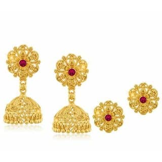 luv fashion Tradtional 1gm jumkhi gold n micron plated combo.