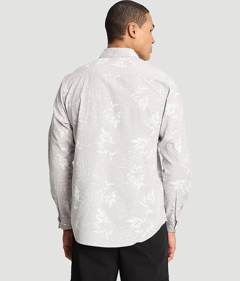 IVOC 100% Cotton Regular Fit Printed Full Sleeves Men's Casual Shirt - Grey ( Pack of 1 ) view 5
