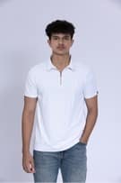 Classic White Polo With Golden Zipper