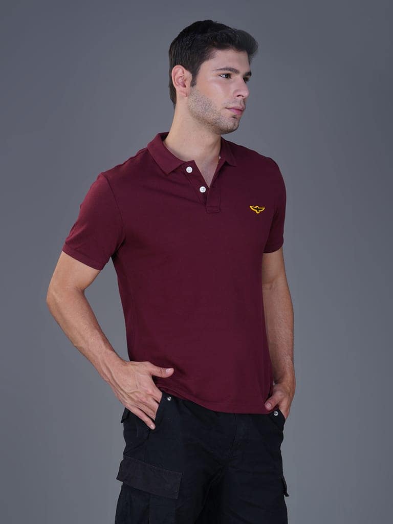 Solid Polo Shirt-POMEGRANATE view 6