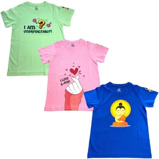KUCHU New Launch'23 Unisex Tshirt for Boys and Girls- Set of 3|Super Combed Cotton-Modal Fiber|Soft Fabric |Breathable Fabric|Digitally Printed|Unique Design|Vibrant Colour |Half Sleeves |Round Neck